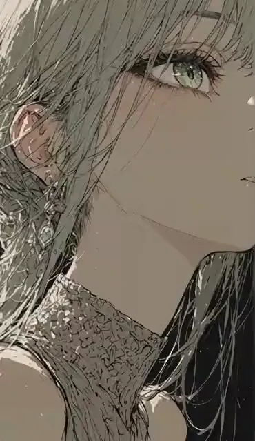 Video preview: Silver-haired animated man — A close-up animated portrait of an adult silver-haired man turning his gaze, with delicate linework and restrained expression.