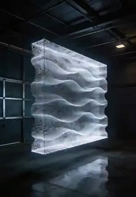 Video preview: Energy gateway — A luminous energy portal ripples inside a dark futuristic chamber, soft volumetric light and a steady cinematic view.