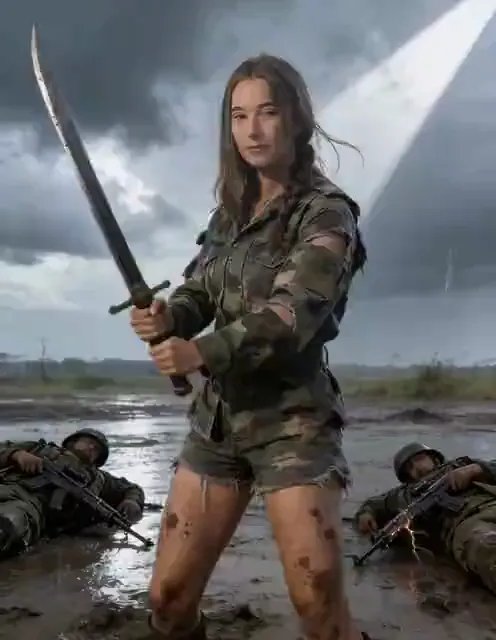 Video preview: Stormfront warrior — An adult fantasy warrior raises a sword on a stormy battlefield as the camera pulls back to reveal an army.