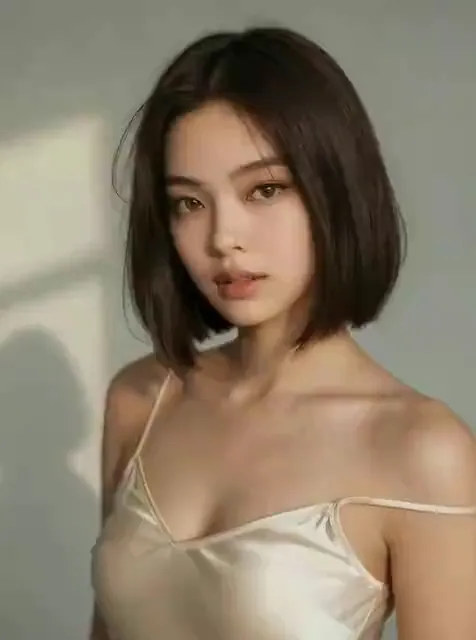 视频封面：柔光时尚人像 — 短发成年女性在柔和棚拍光线中摆姿，发丝轻动，镜头缓慢推进。